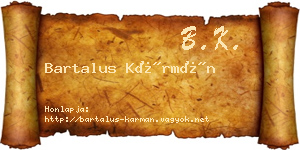 Bartalus Kármán névjegykártya